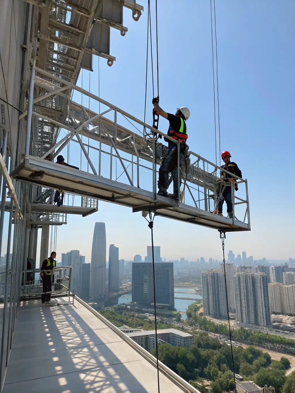 An image of Maqtec's scaffolding being used on a high-rise building project, demonstrating the company's capability to handle large-scale projects.