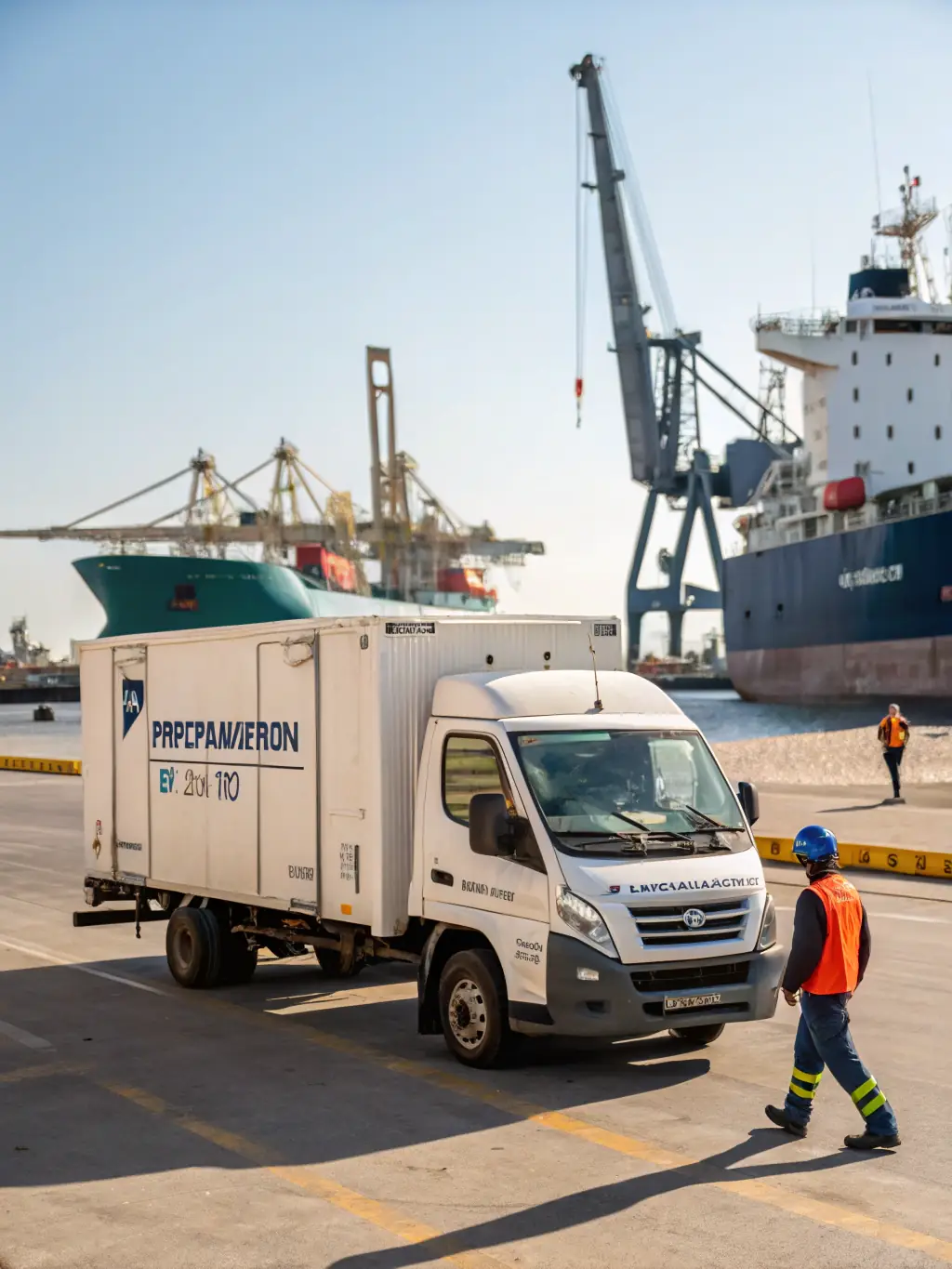 A picture illustrating Maqtec's transportation service, featuring a truck loaded with scaffolding equipment en route to a construction site, emphasizing timely and reliable delivery.
